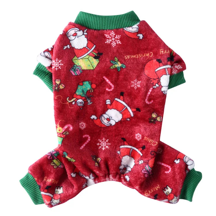 Puppy Clothes Christmas Plush Dog Costume with Feet Bundle