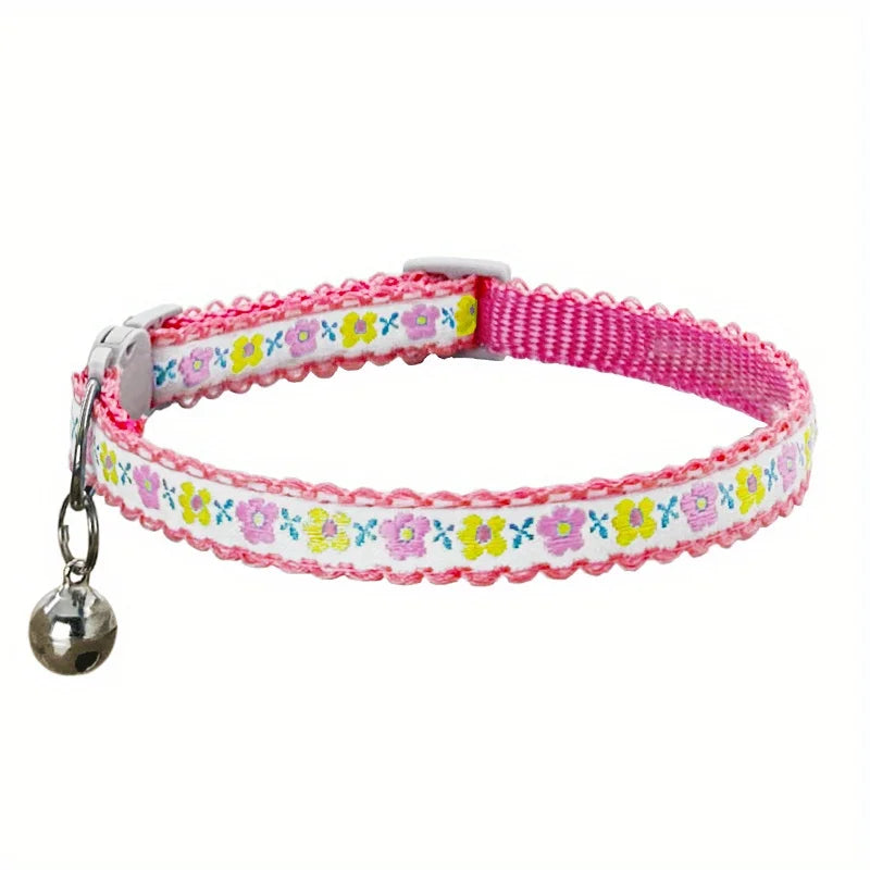 Exquisite Floral Embroidered Cat Collars
