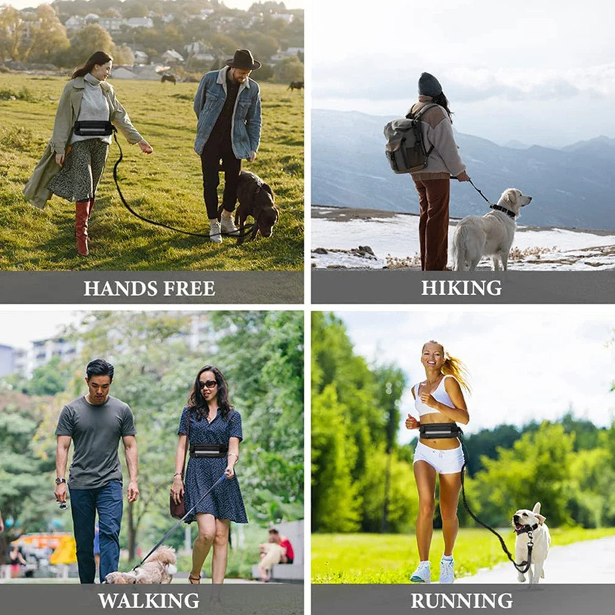 Reflective Leash with Waist Bag Retractable Elastic Belt Dog Traction Rope