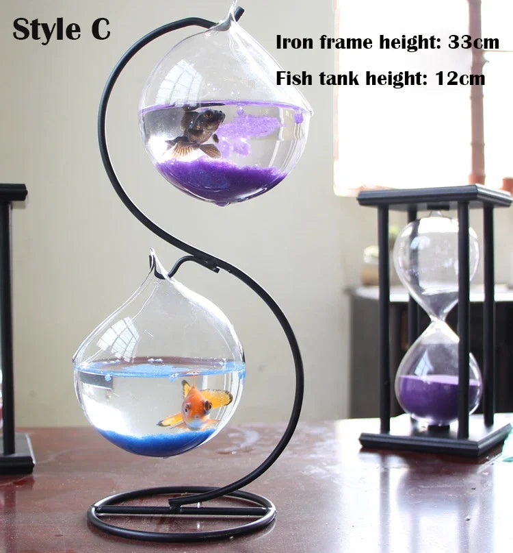 Double-deck Suspended Transparent Hanging Glass Fish Tank