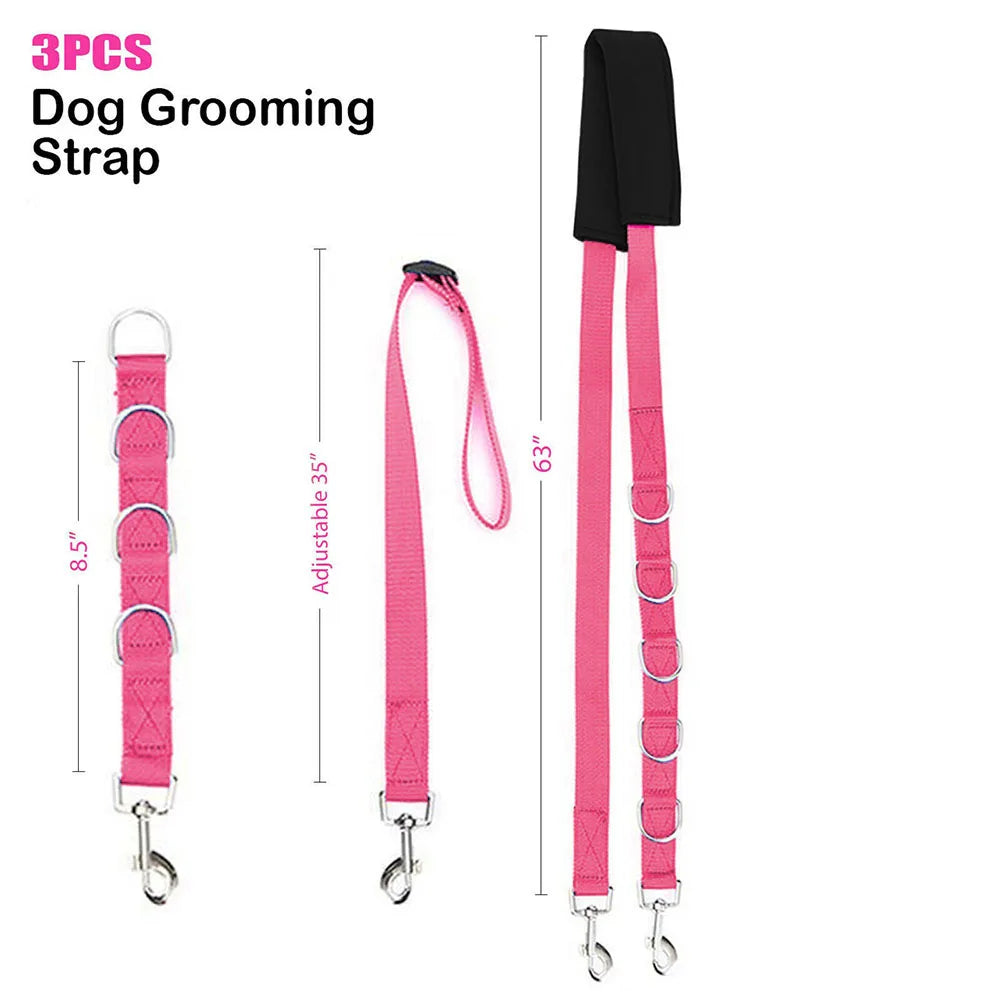 Portable Adjustable Dog Harness with D-Rings & Grooming Strap