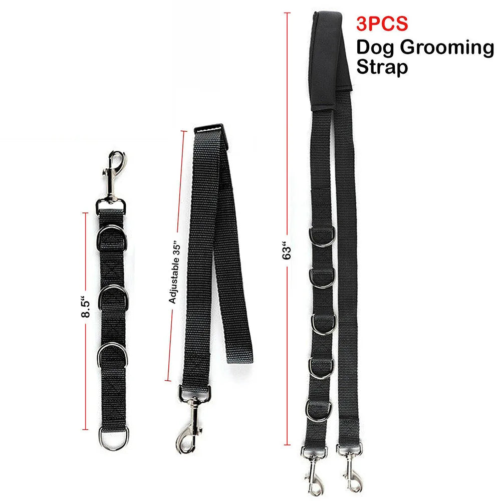 Portable Adjustable Dog Harness with D-Rings & Grooming Strap