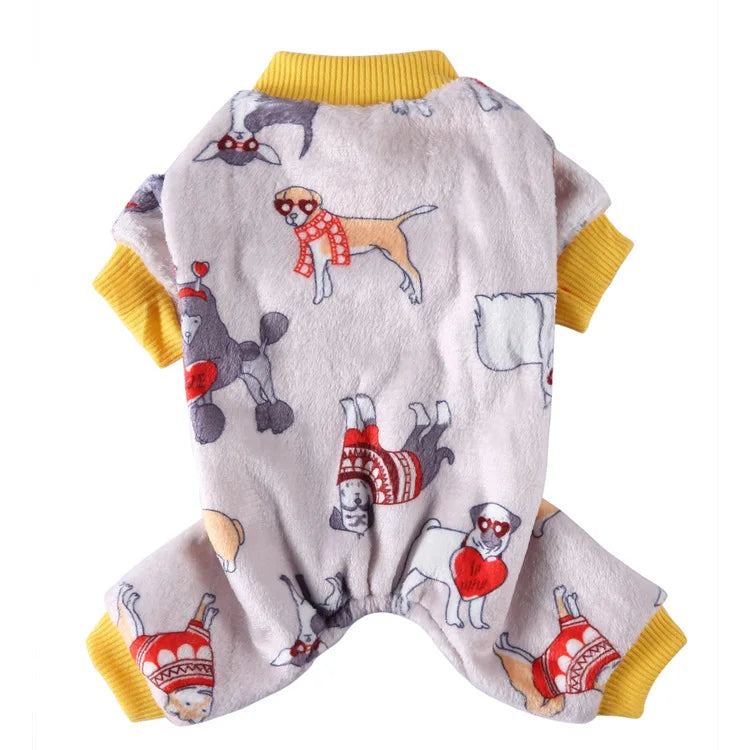 Puppy Clothes Christmas Plush Dog Costume with Feet Bundle