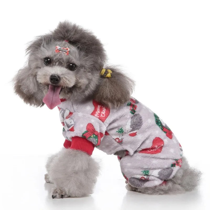 Puppy Clothes Christmas Plush Dog Costume with Feet Bundle