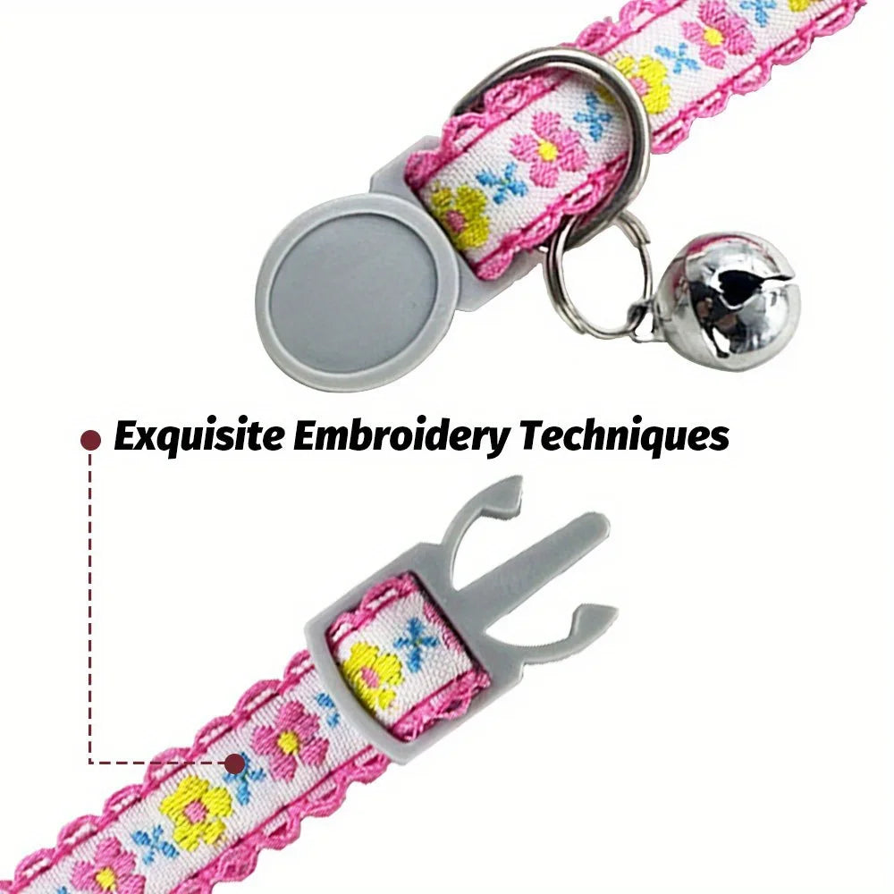 Exquisite Floral Embroidered Cat Collars