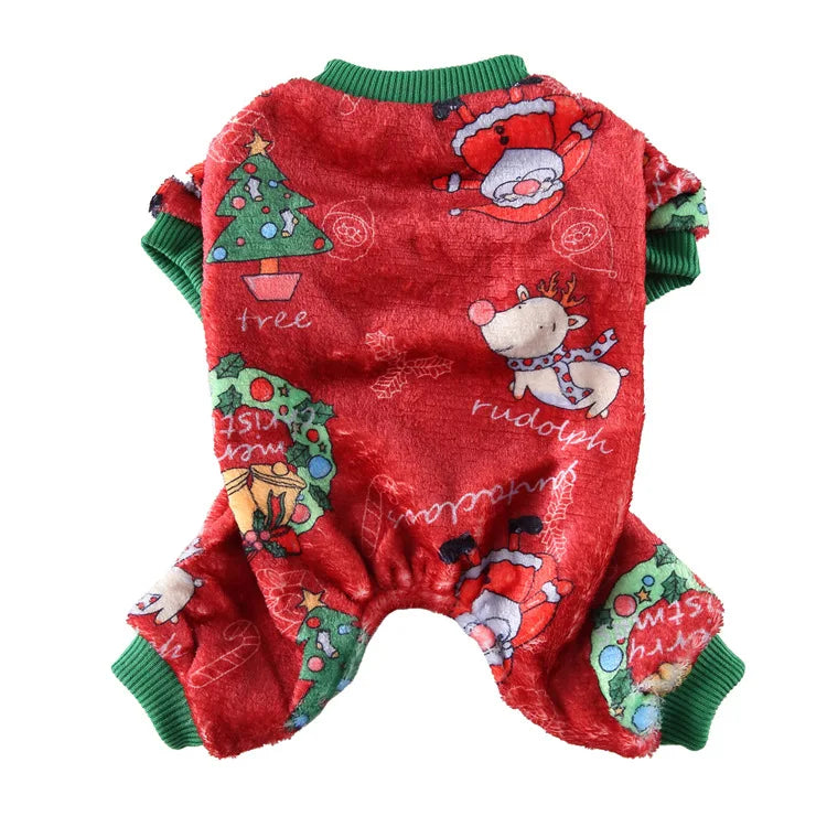 Puppy Clothes Christmas Plush Dog Costume with Feet Bundle