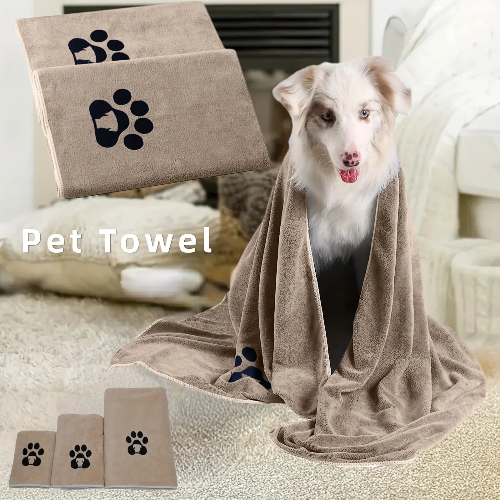 Pet Microfiber Fast-Dry Towel for Dogs & Cats
