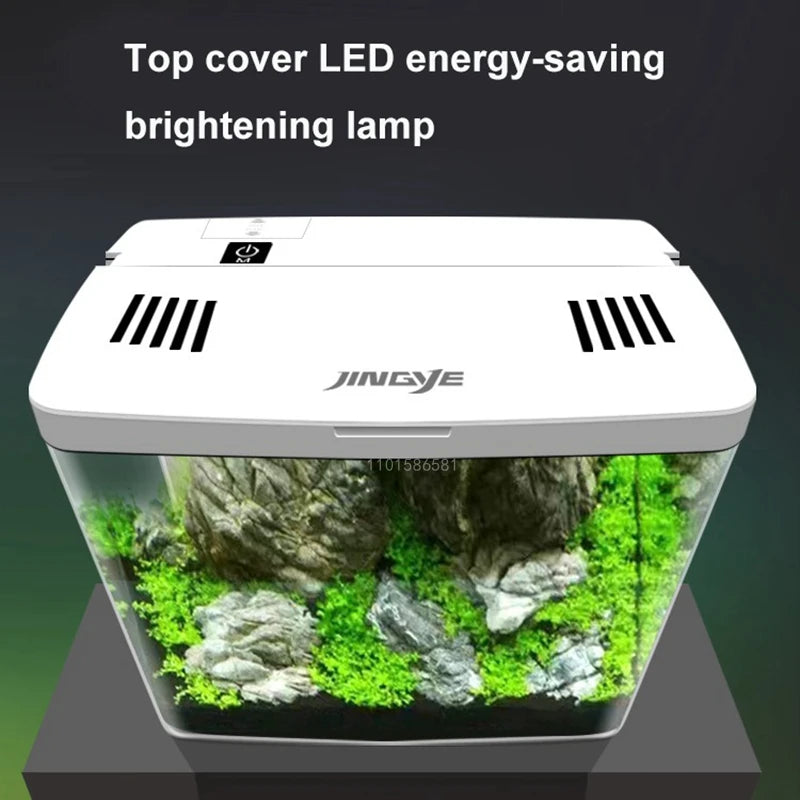 USB Self-Circulating Aquarium Fish Tank with LED Lamp - 5L