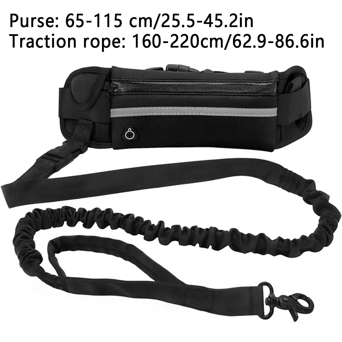 Reflective Leash with Waist Bag Retractable Elastic Belt Dog Traction Rope