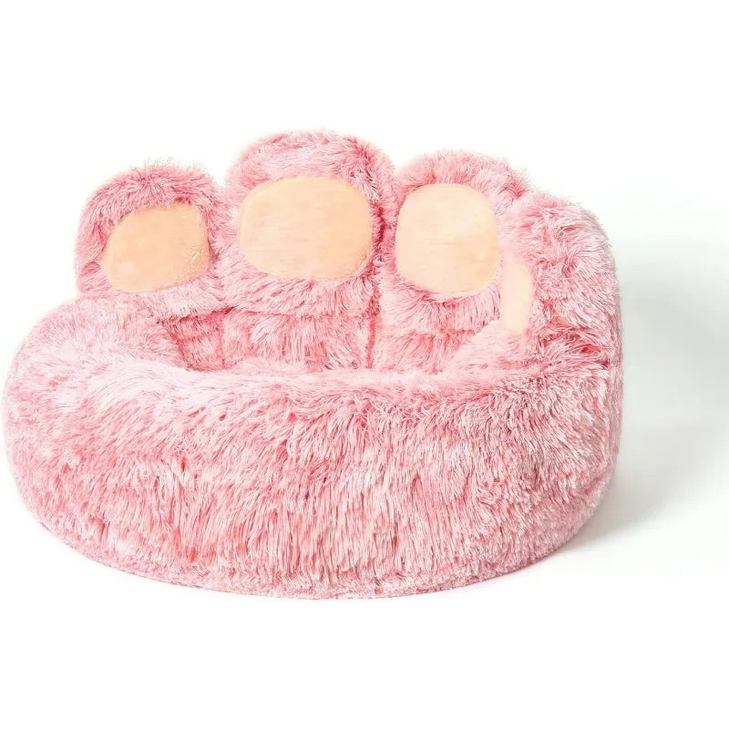 Cute Round Calming Dog Bed of Paw Shape