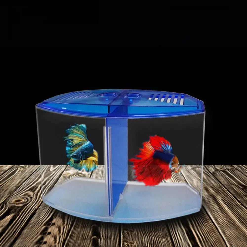 Transparent Betta Fish Tank & Double-grid Isolation Box