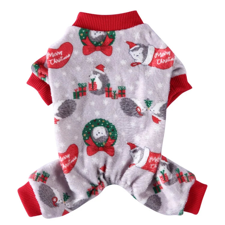 Puppy Clothes Christmas Plush Dog Costume with Feet Bundle