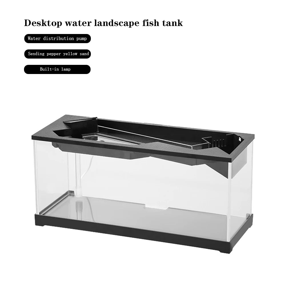 Small Fish Tank Aquarium with Built-in Light & Water Pump