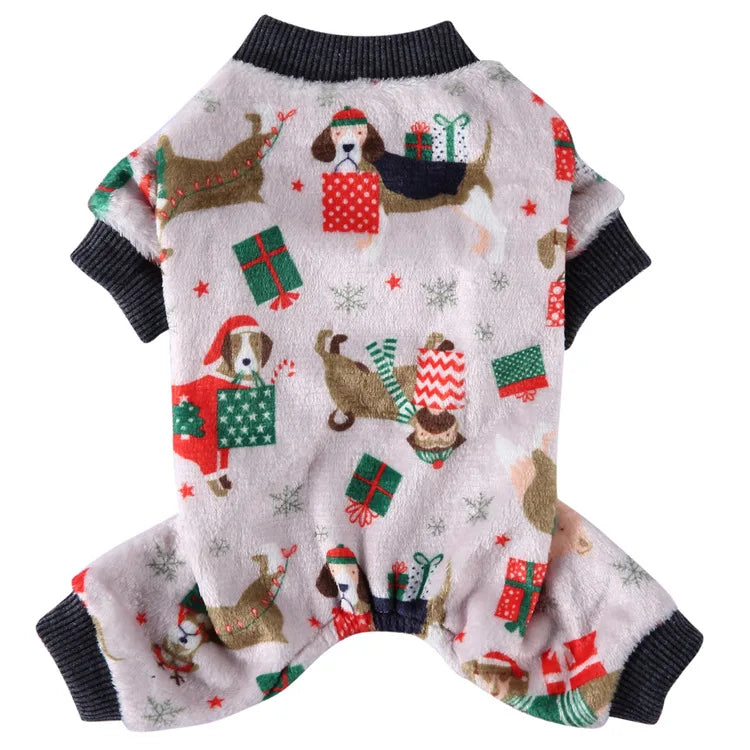 Puppy Clothes Christmas Plush Dog Costume with Feet Bundle