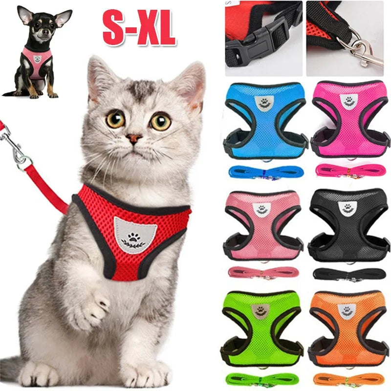 Adjustable Vest Polyester Pet Harness with Lead Leash
