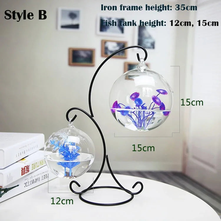 Double-deck Suspended Transparent Hanging Glass Fish Tank