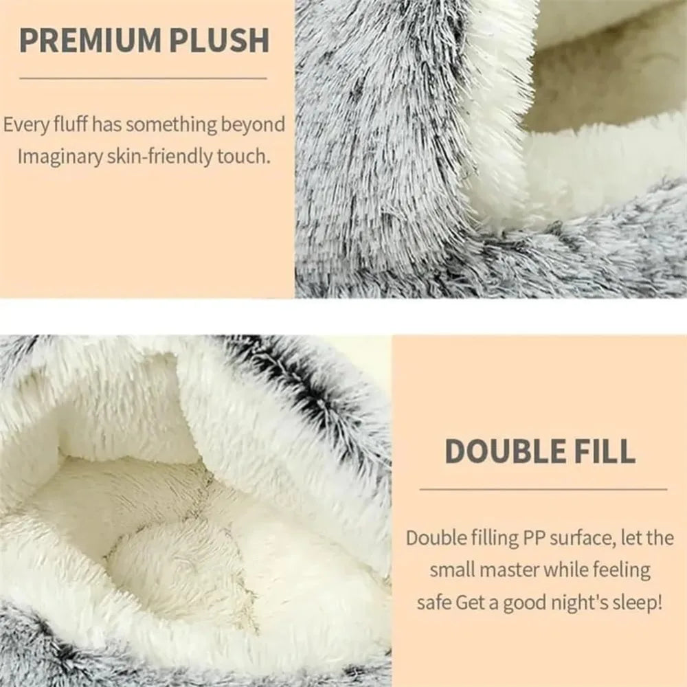Cozy Winter Pet Plush Bed (31.5in, Pink)