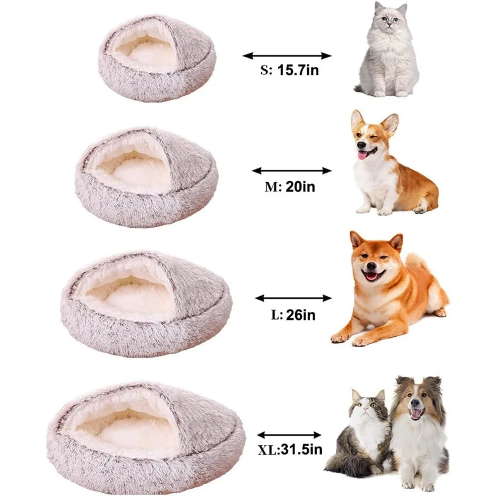 Cozy Winter Pet Plush Bed (31.5in, Pink)