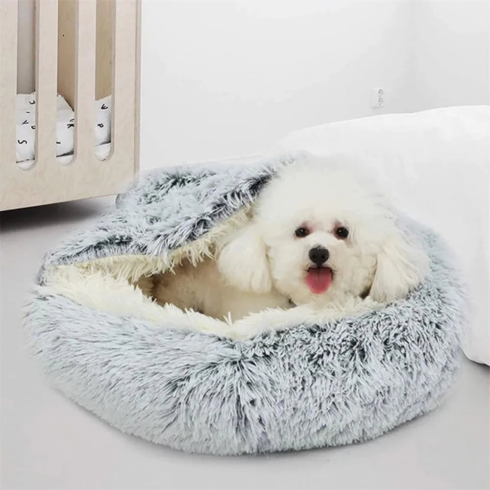 Cozy Winter Pet Plush Bed (31.5in, Pink)