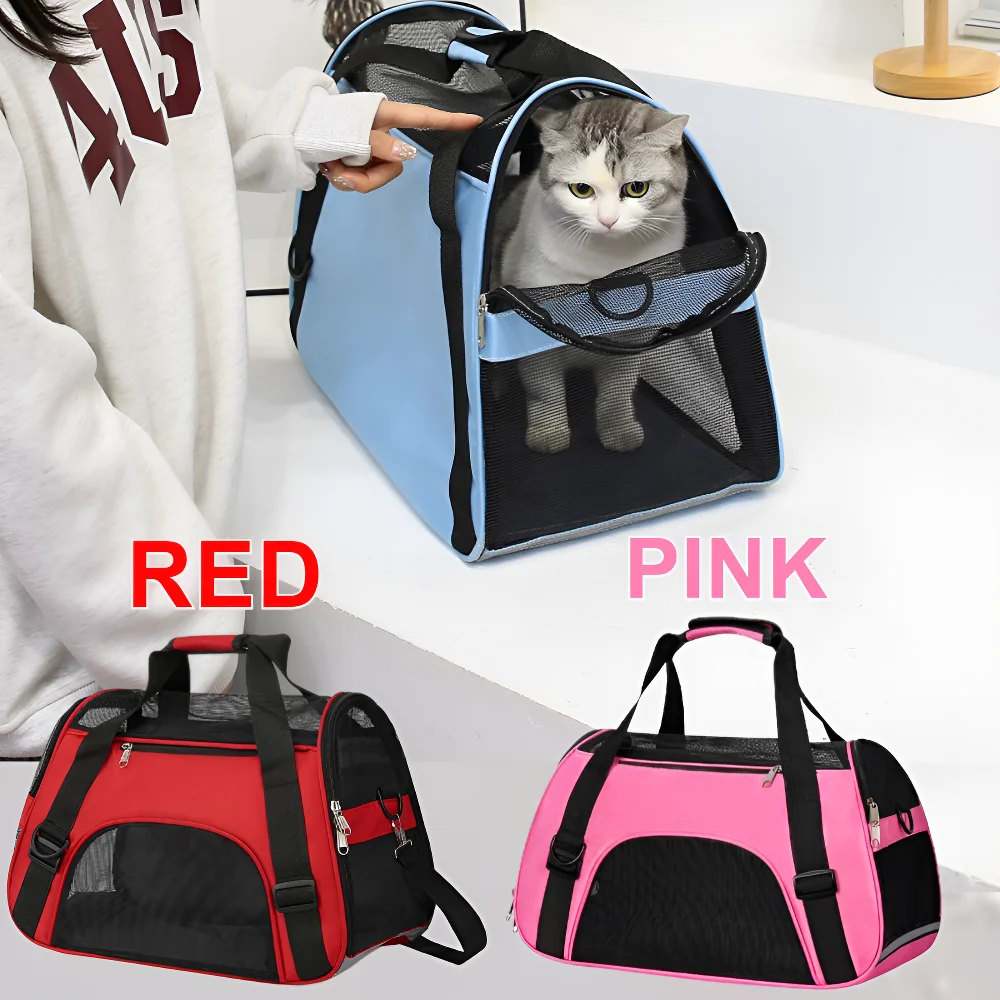 Portable Pet Carrier Bag for Small Dogs & Cats - Travel Handbag with Breathable Mesh