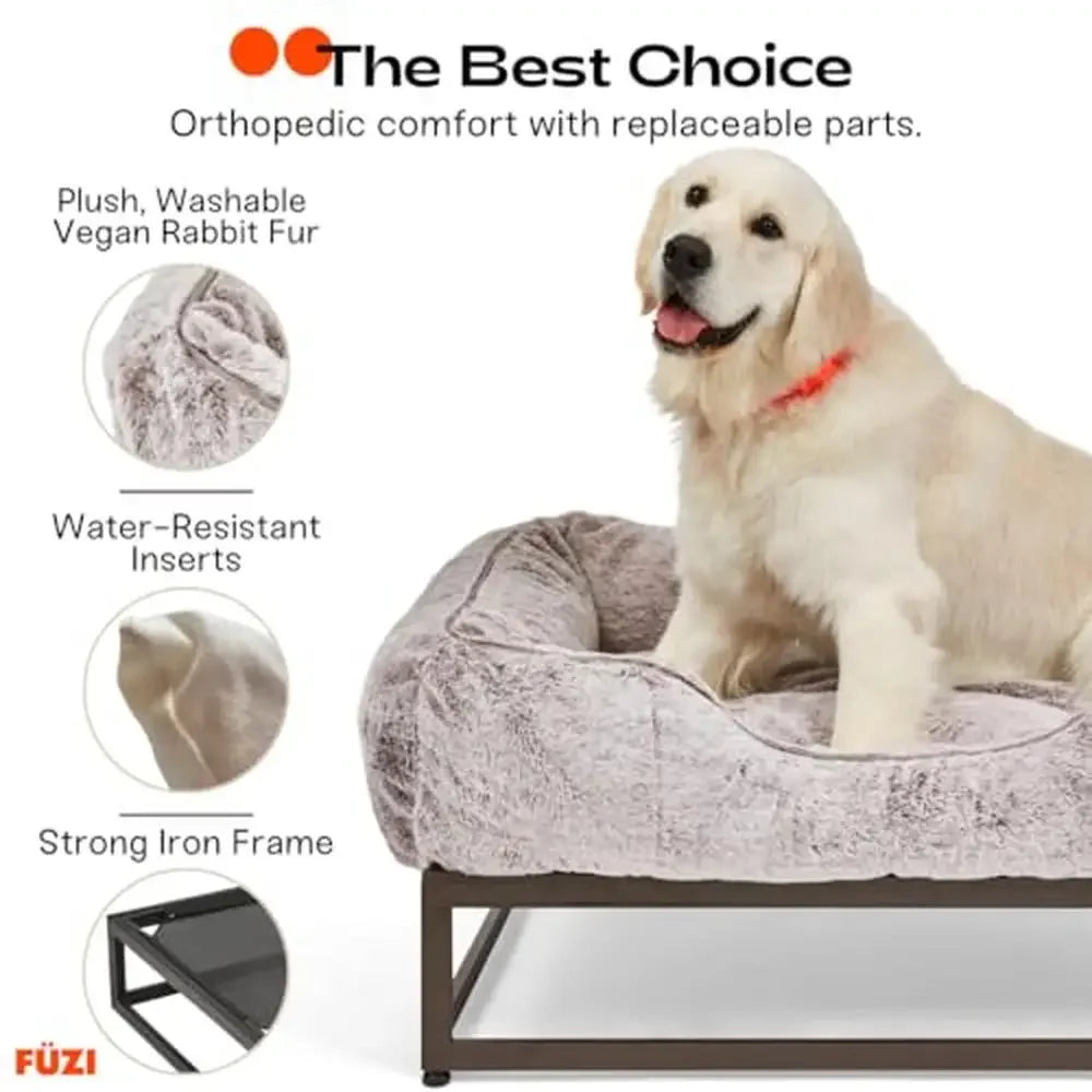 Elevated Luxury Dog Bed Removable Washable Cover