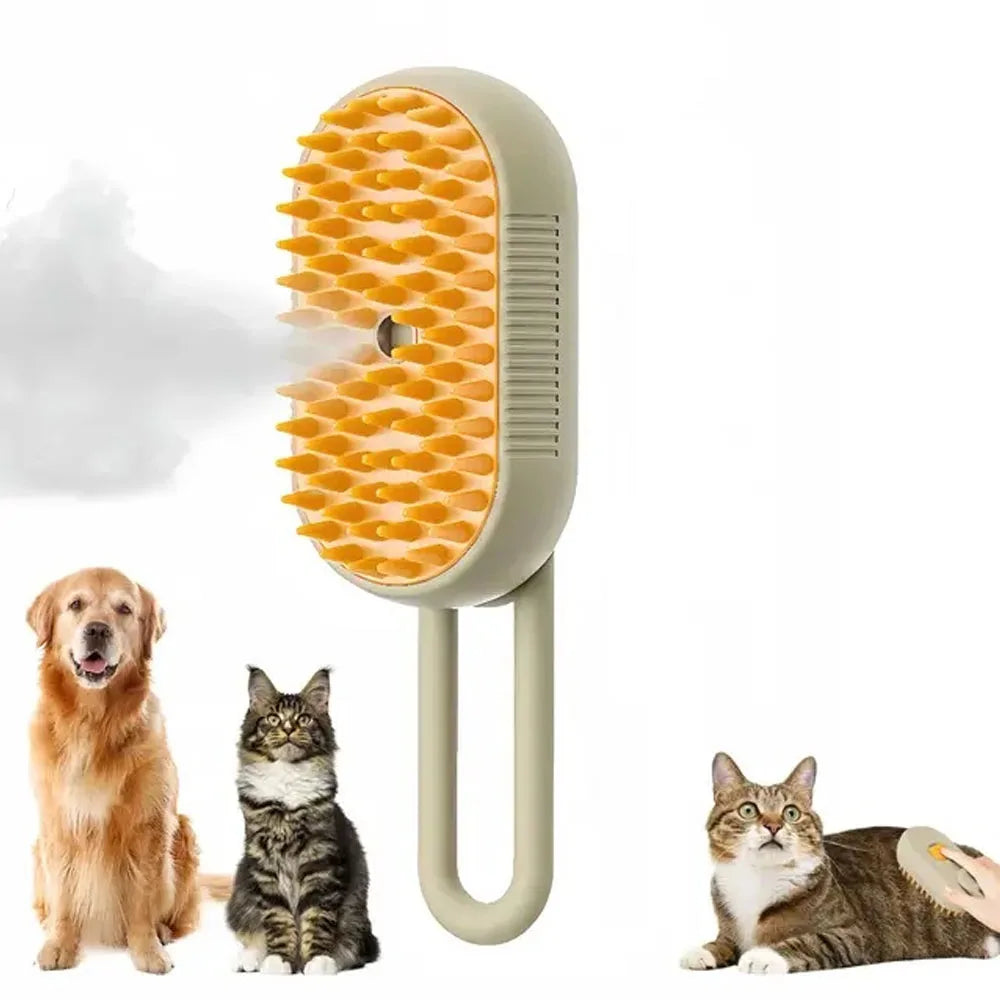 Pet Steam Brush 3-in-1 Grooming Comb for Cats & Dogs
