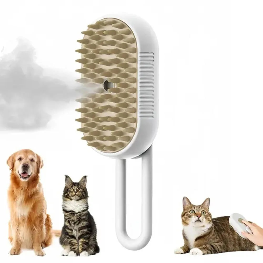 Pet Steam Brush 3-in-1 Grooming Comb for Cats & Dogs