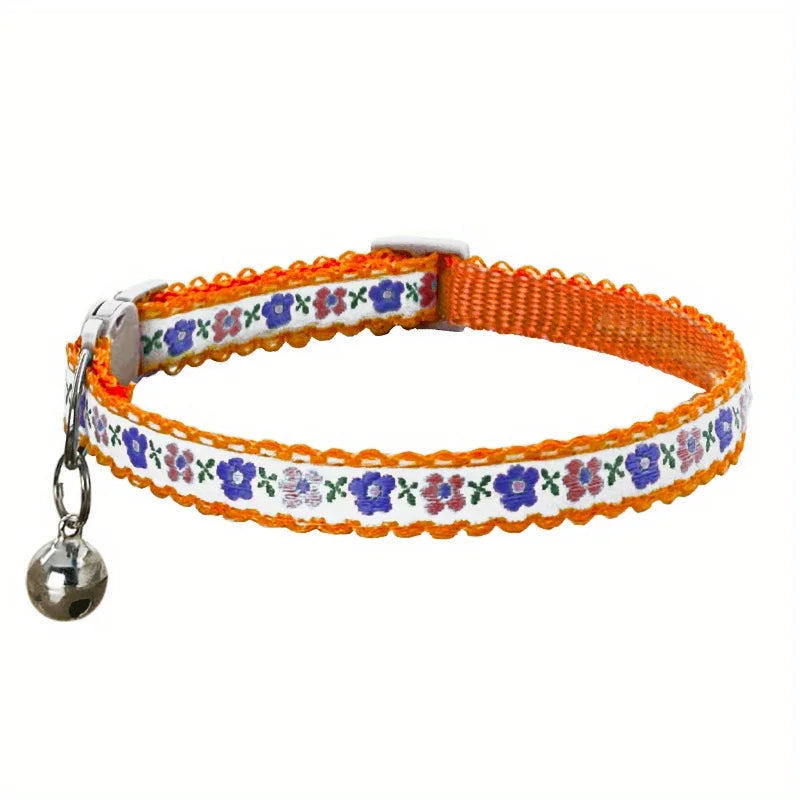 Exquisite Floral Embroidered Cat Collars
