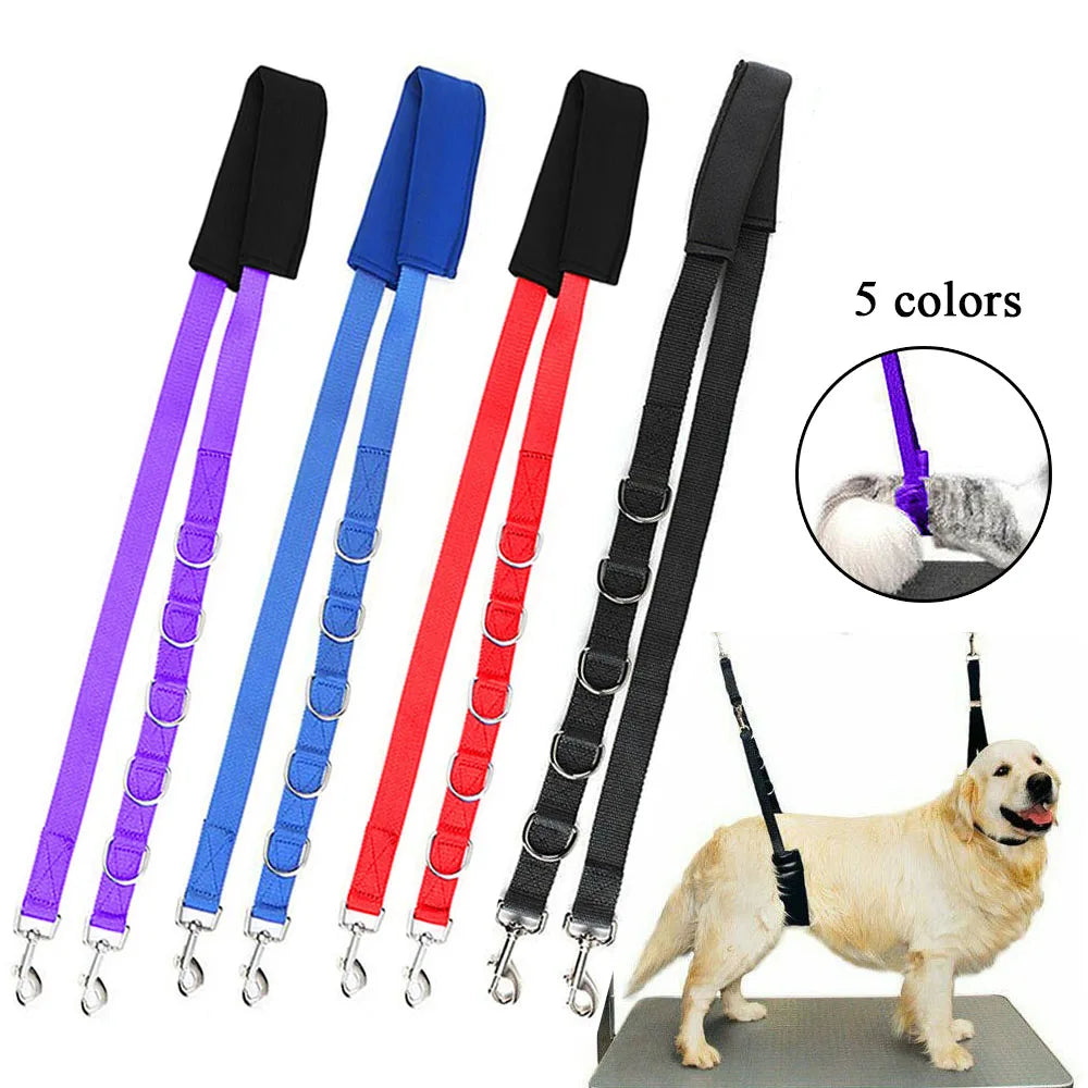 Portable Adjustable Dog Harness with D-Rings & Grooming Strap