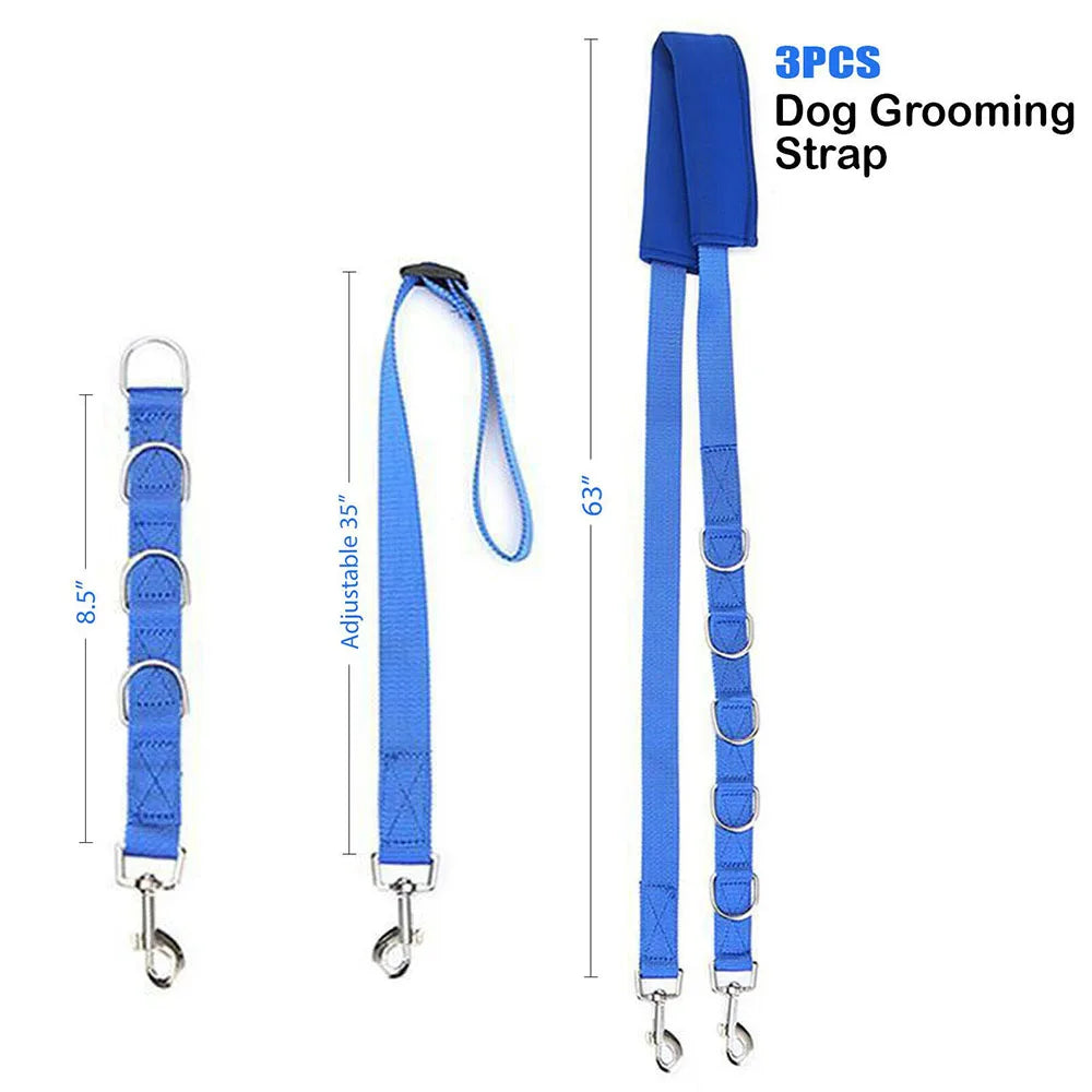 Portable Adjustable Dog Harness with D-Rings & Grooming Strap