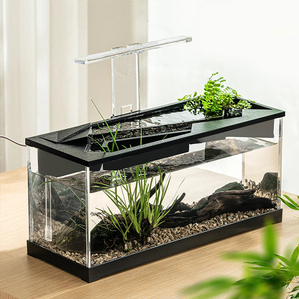 Small Fish Tank Aquarium with Built-in Light & Water Pump