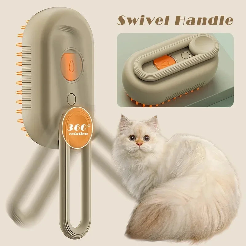 Pet Steam Brush 3-in-1 Grooming Comb for Cats & Dogs