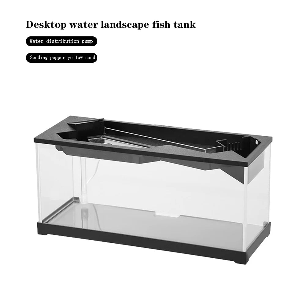 Small Fish Tank Aquarium with Built-in Light & Water Pump