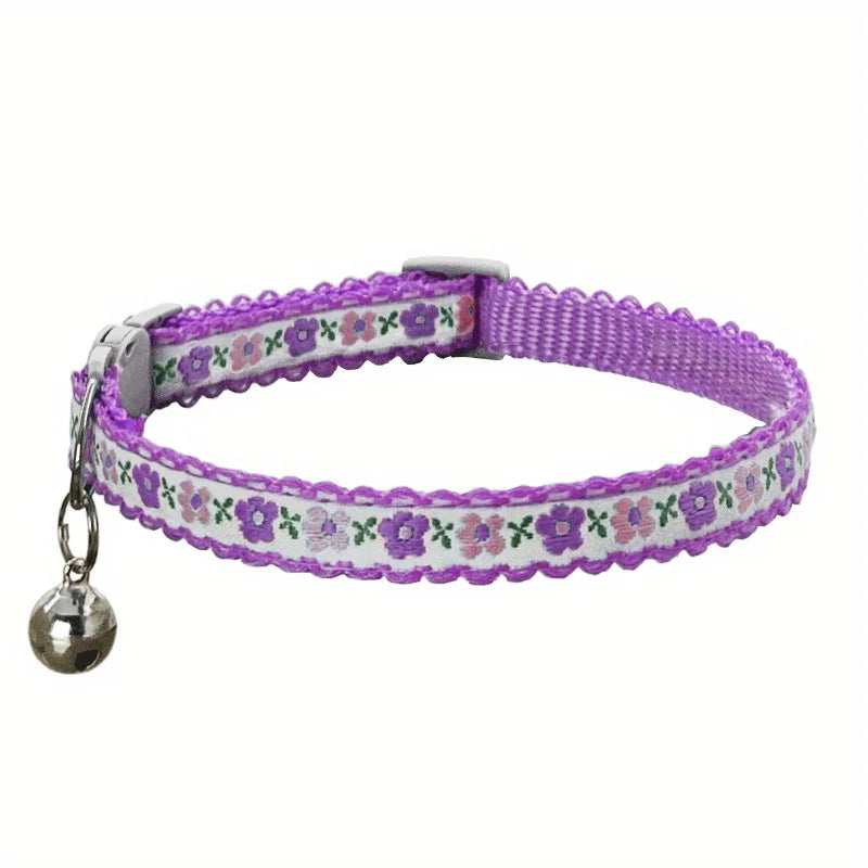 Exquisite Floral Embroidered Cat Collars