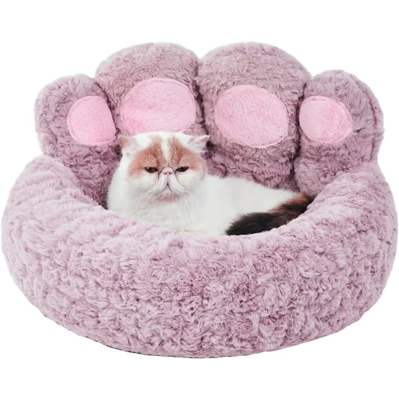 Cute Round Calming Dog Bed of Paw Shape