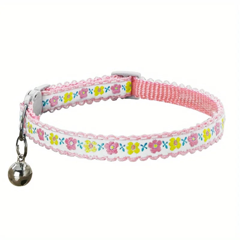 Exquisite Floral Embroidered Cat Collars