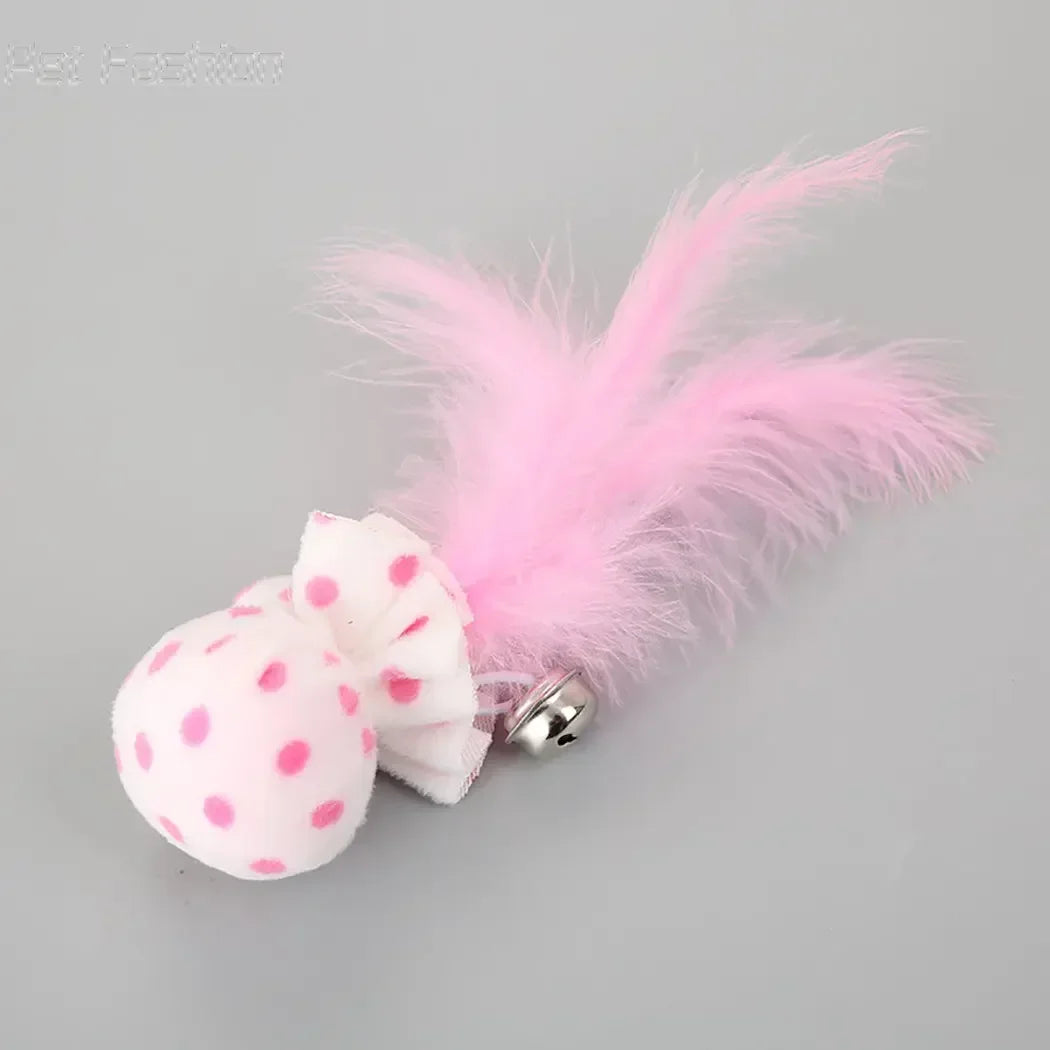Pet Toy Plush Ball with Feather & Bells - Cat Teaser Chew Toy