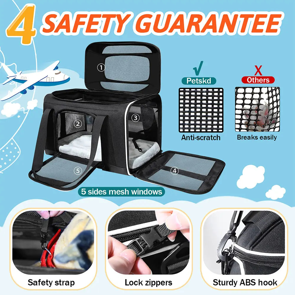 Petskd Expandable Pet Carrier - USA Airlines Approved