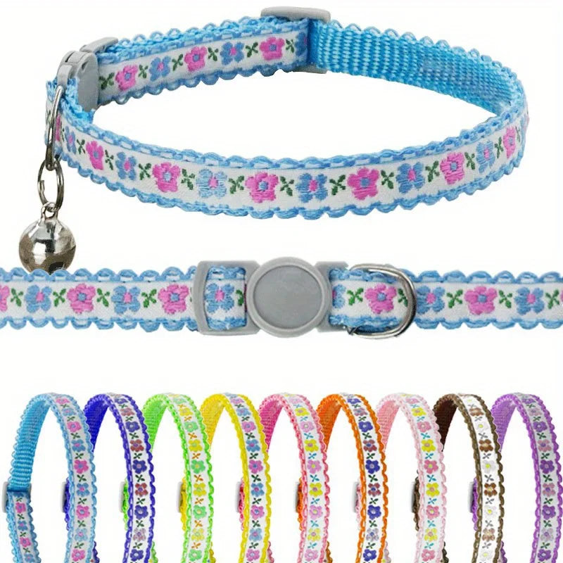 Exquisite Floral Embroidered Cat Collars